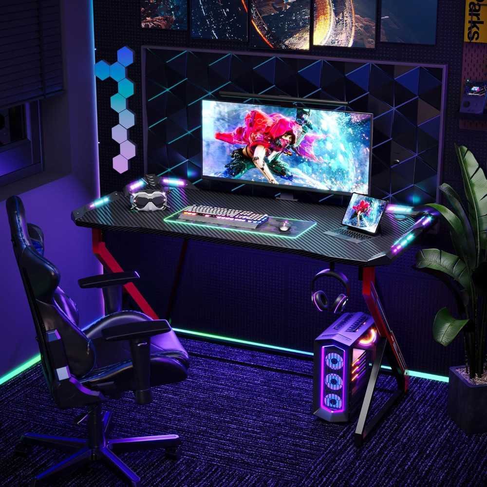 47 inch LED Gaming Desk with Carbon Fiber Surface | TekChoice Electronics