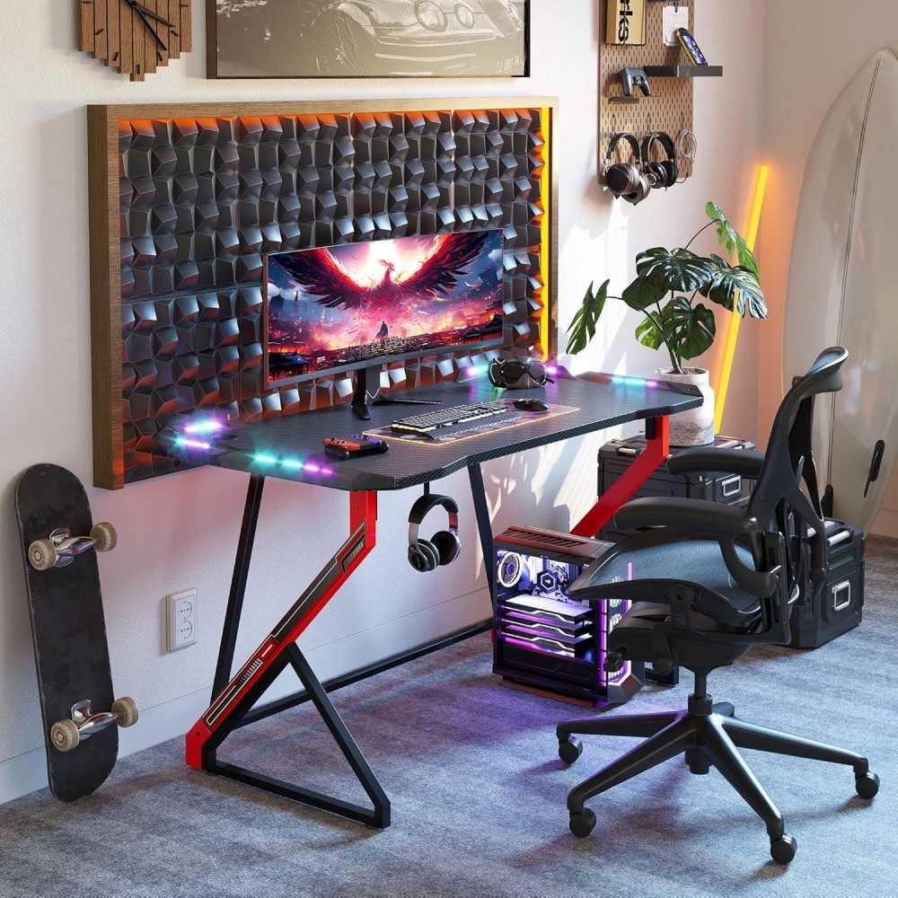 47 inch LED Gaming Desk with Carbon Fiber Surface | TekChoice Electronics