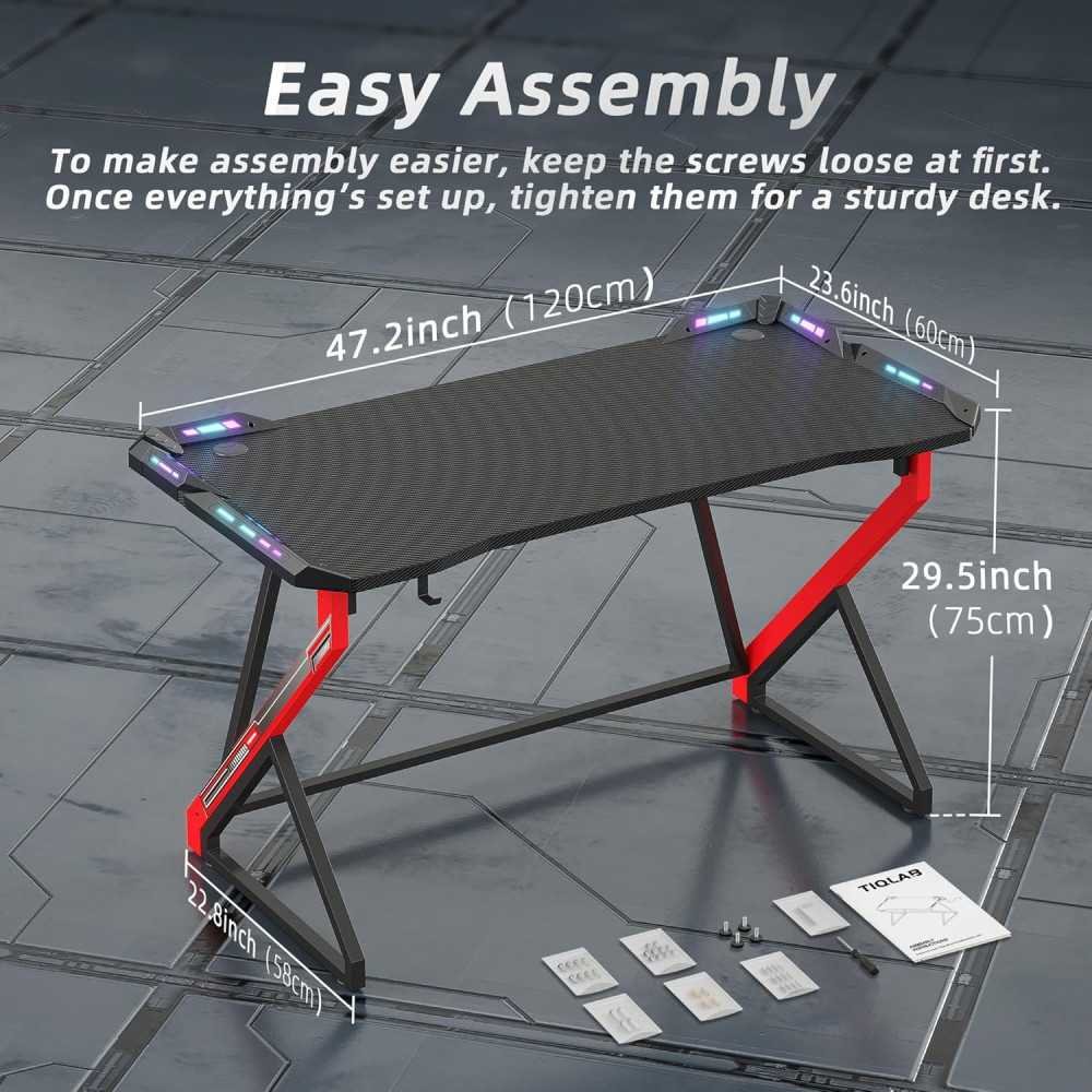 47 inch LED Gaming Desk with Carbon Fiber Surface | TekChoice Electronics