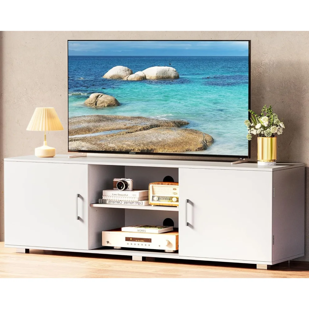 TV Stand w/ Sliding Barn Doors and Ample Storage for TVs up to 65 Inch