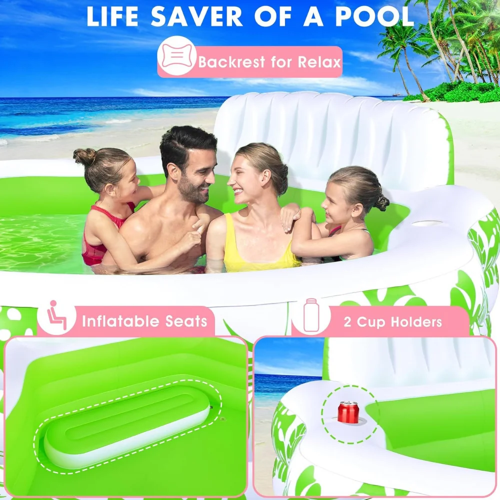 (2024) Oversized Inflatable Pool with Lights and Seats - Your Ticket to Summer Fun