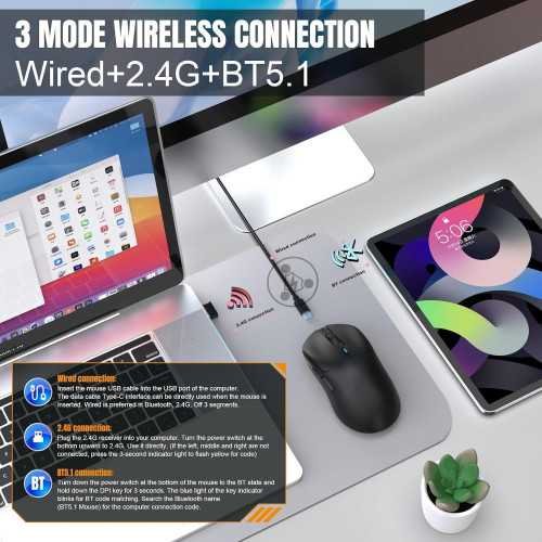 Triple Mode Rechargeable Gaming Wireless Mouse for Enhanced Performance | TekChoice Electronics