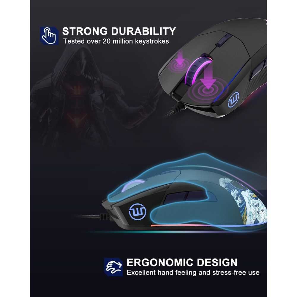 G705 Wired Gaming Mouse - With RGB Backlit, Adjustable DPI, and Customizable Buttons | TekChoice Electronics