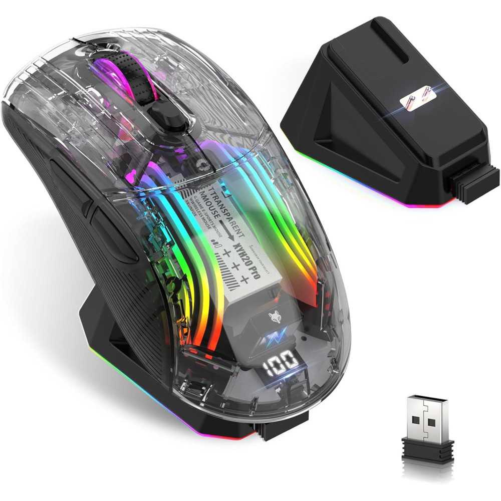 Transparent RGB Wireless Mechanical Gaming Mouse TekChoice Electronics Transparent RGB Wireless Mechanical Gaming Mouse TekChoice Electronics