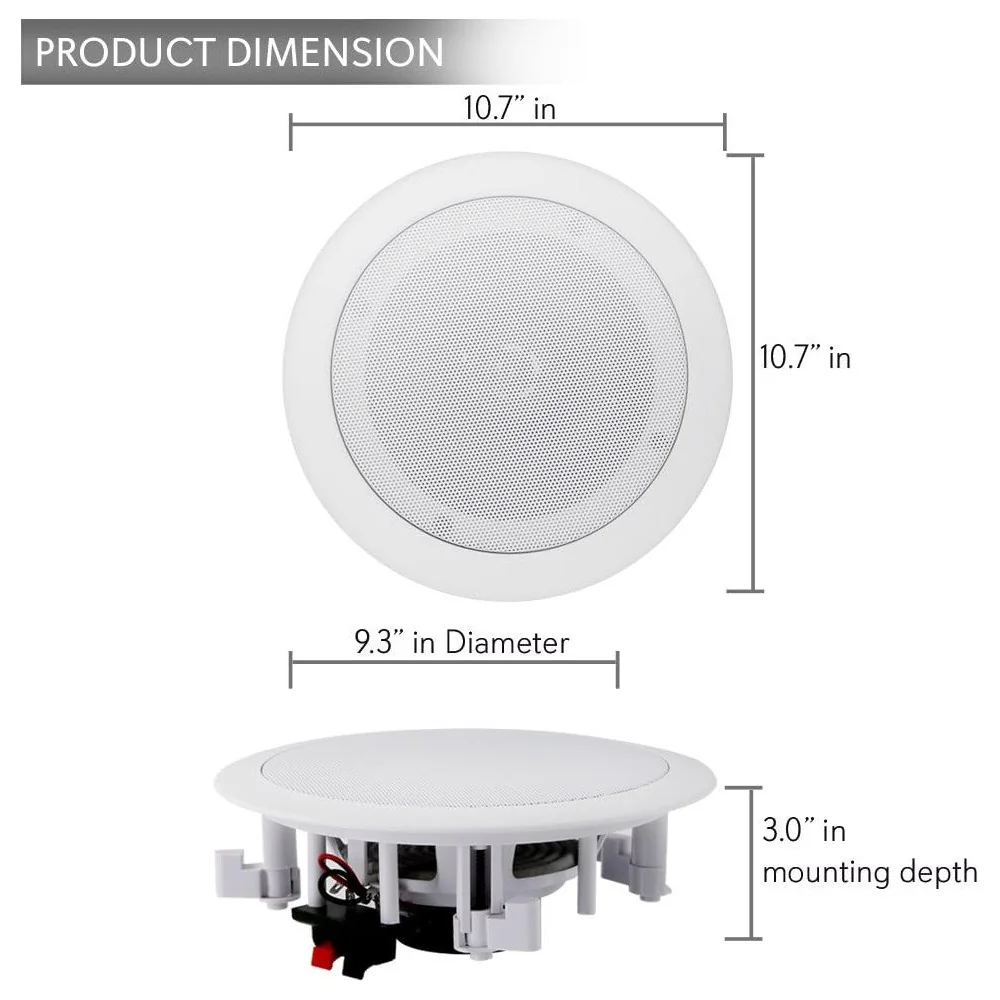 8 inch Bluetooth Flush Mount In-wall/In-ceiling Speaker System