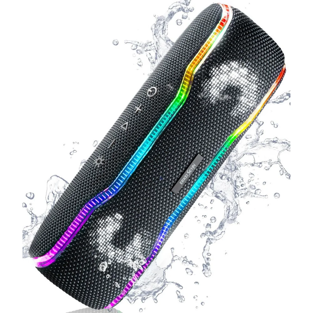 Waterproof Bluetooth Speaker w/ Super Bass, Colorful Lights, and Extended Playtime
