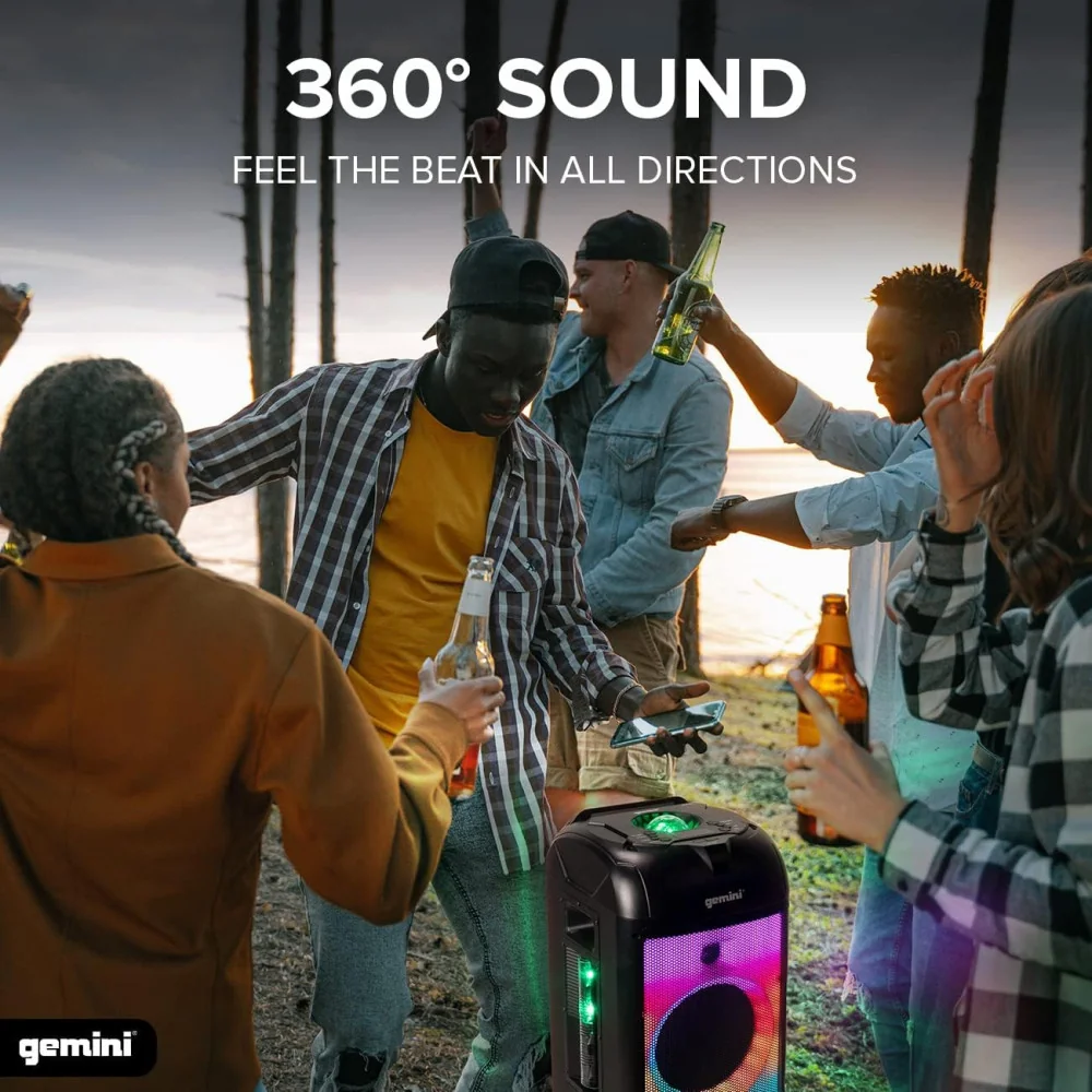 360° 1000 Watt Sound & Light Portable Bluetooth Speaker Tower