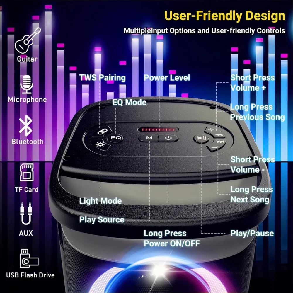 Party Power w/ 160W Portable Bluetooth Speaker and Light Show