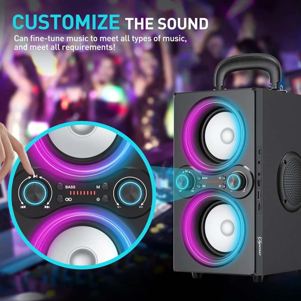 80W TWS Bluetooth Speakers w/ Beat-Driven Lights and Deep Bass for Outdoor Adventures and Parties
