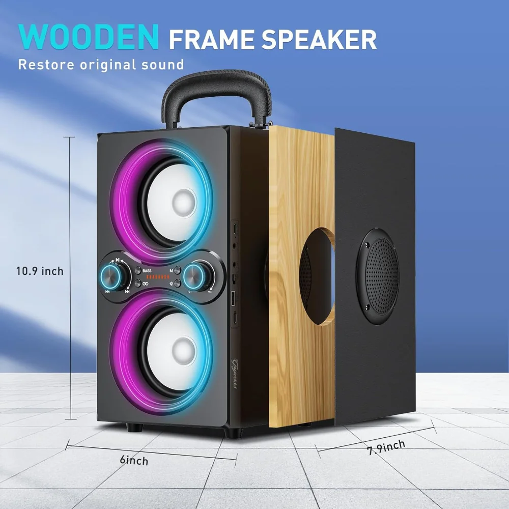 80W TWS Bluetooth Speakers w/ Beat-Driven Lights and Deep Bass for Outdoor Adventures and Parties