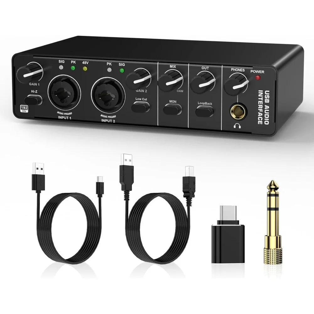 Audio Interface Toolbox w/ 48V Phantom Power for Guitarists, Vocalists, Podcasters, and Producers