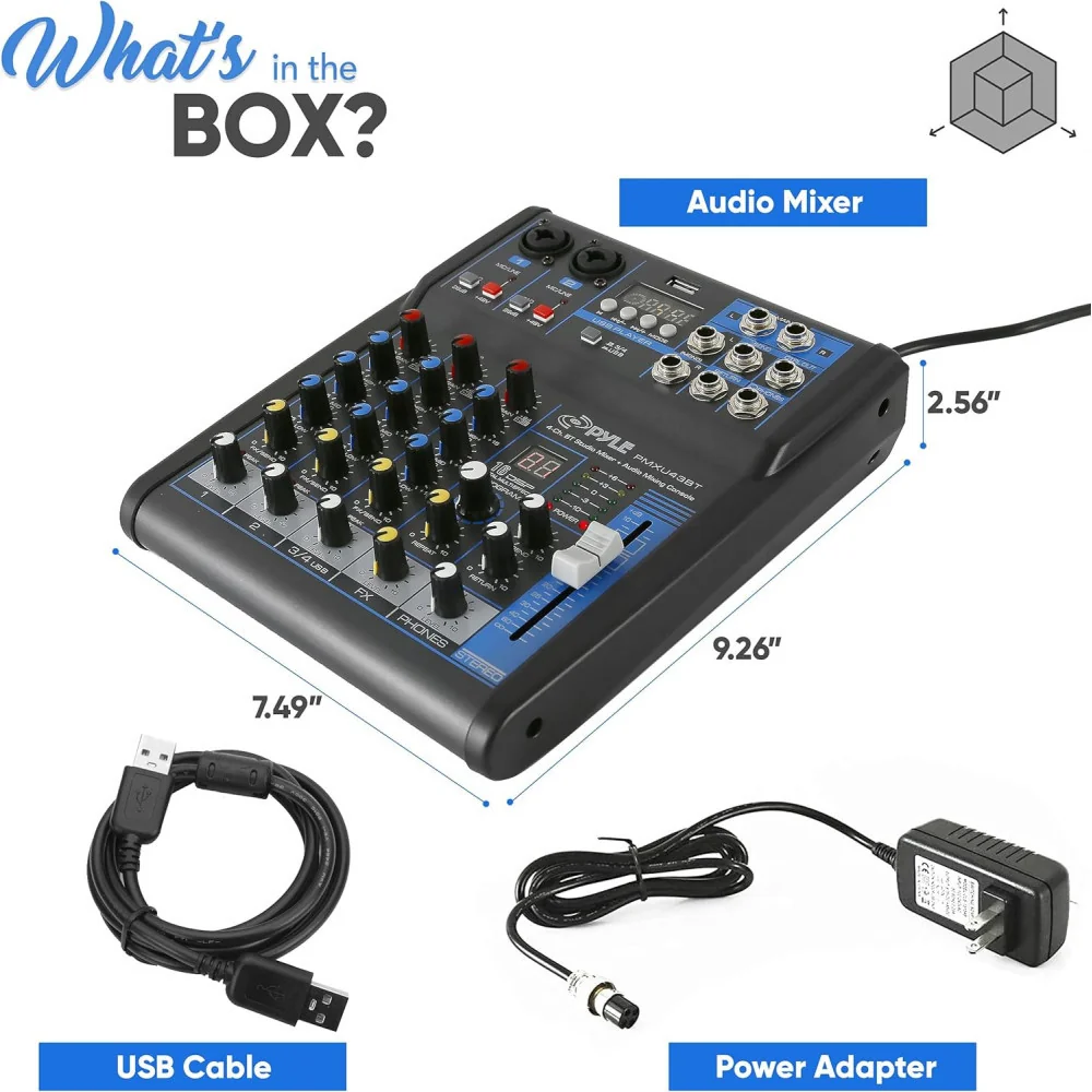 Professional Audio Mixer with USB, Bluetooth, and DSP Processor