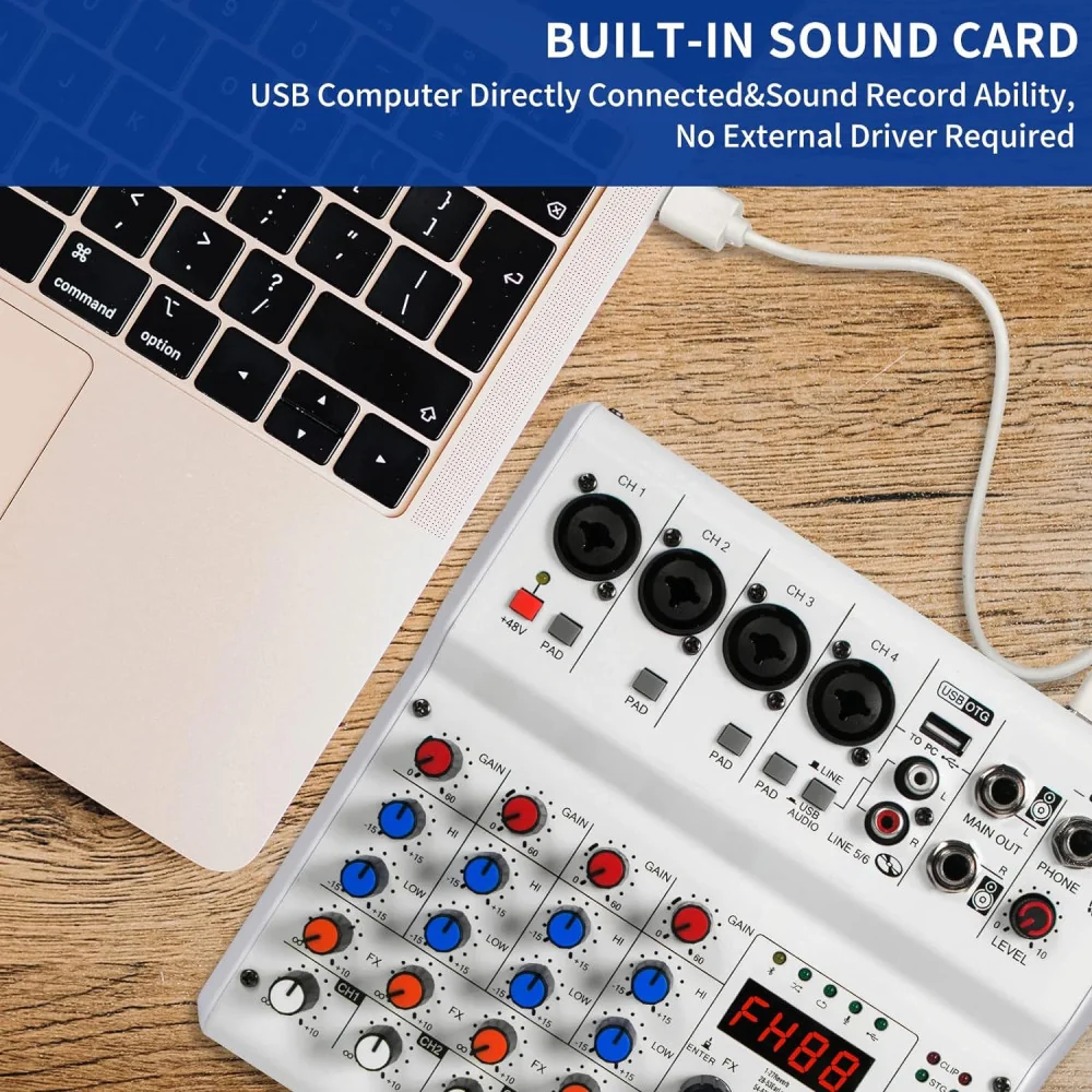 Professional Audio Mixer w/ 99 Sound Effects and Bluetooth/USB Connectivity