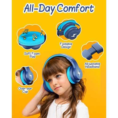 Kids Bluetooth Headphones w/ 85/94dB Volume Control, 45H Battery Life, and Fun Lighting Modes | TekChoice Electronics