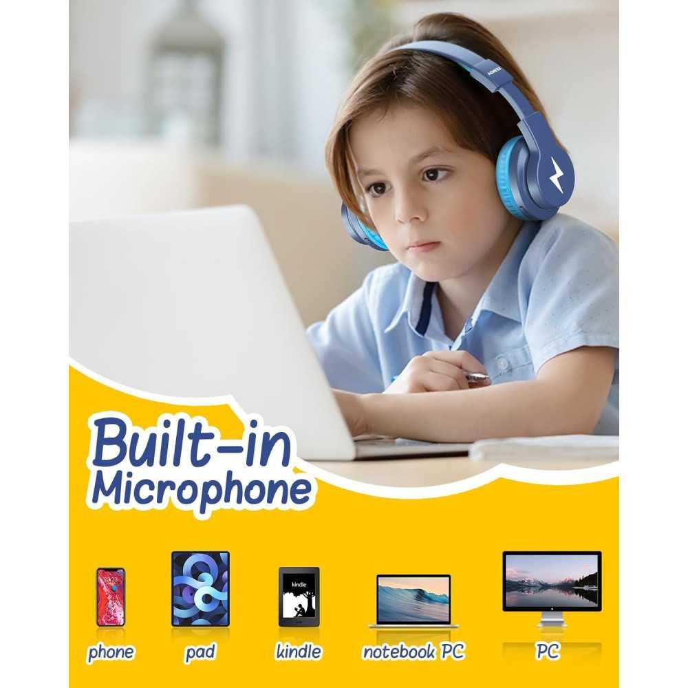 Kids Bluetooth Headphones w/ 85/94dB Volume Control, 45H Battery Life, and Fun Lighting Modes | TekChoice Electronics