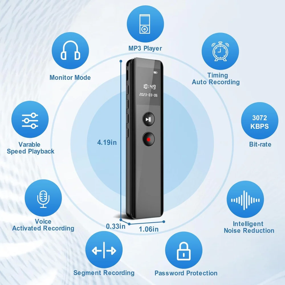 64GB Voice Recorder w/ Superior Audio Quality and Intelligent Features