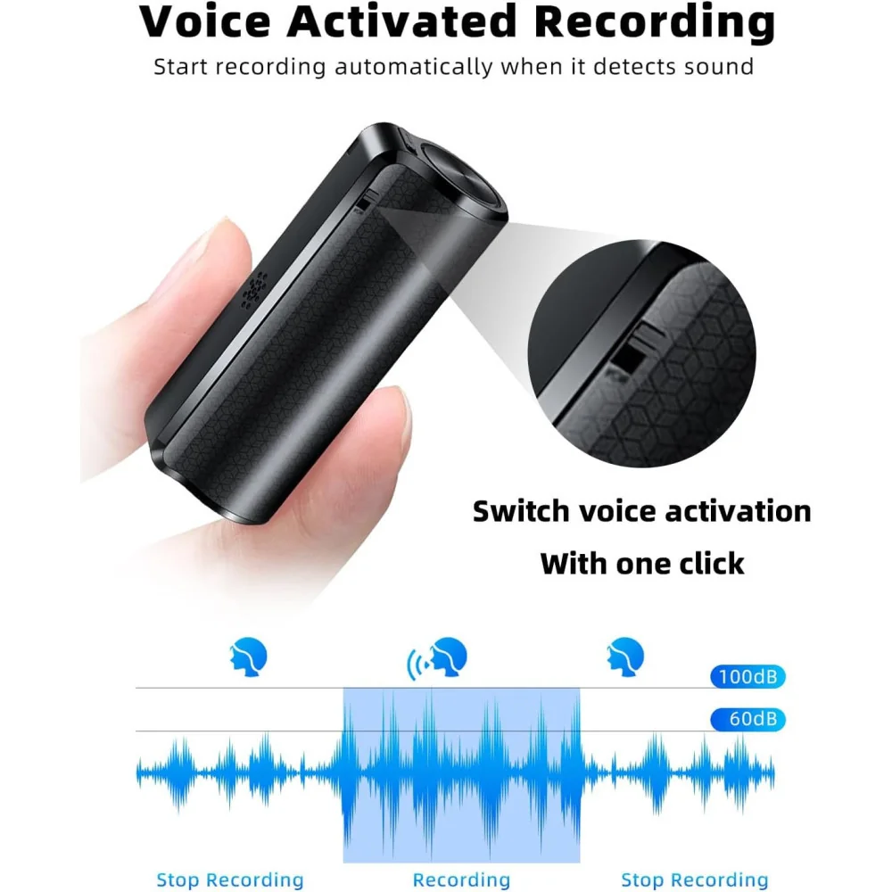 128G Magnetic Voice Recorder w/ AI-Intelligent Triple Noise Reduction for 25 Days Continuous Recording