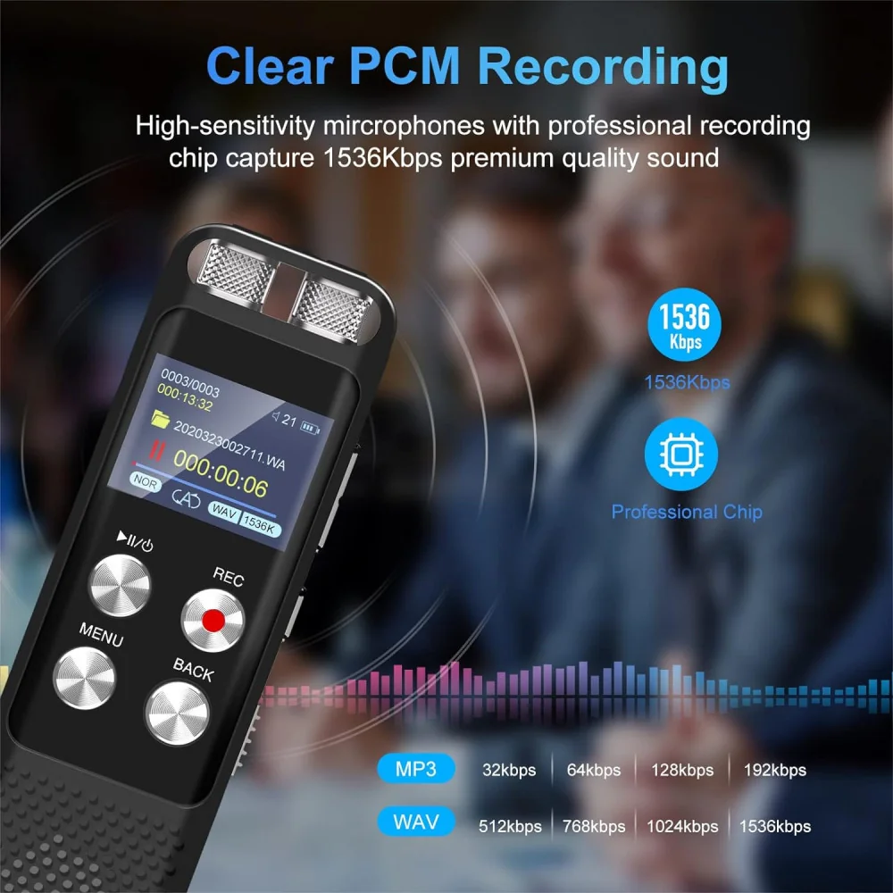 72GB Voice Activated Digital Recorder w/ Enhanced Playback and Secure Data Encryption