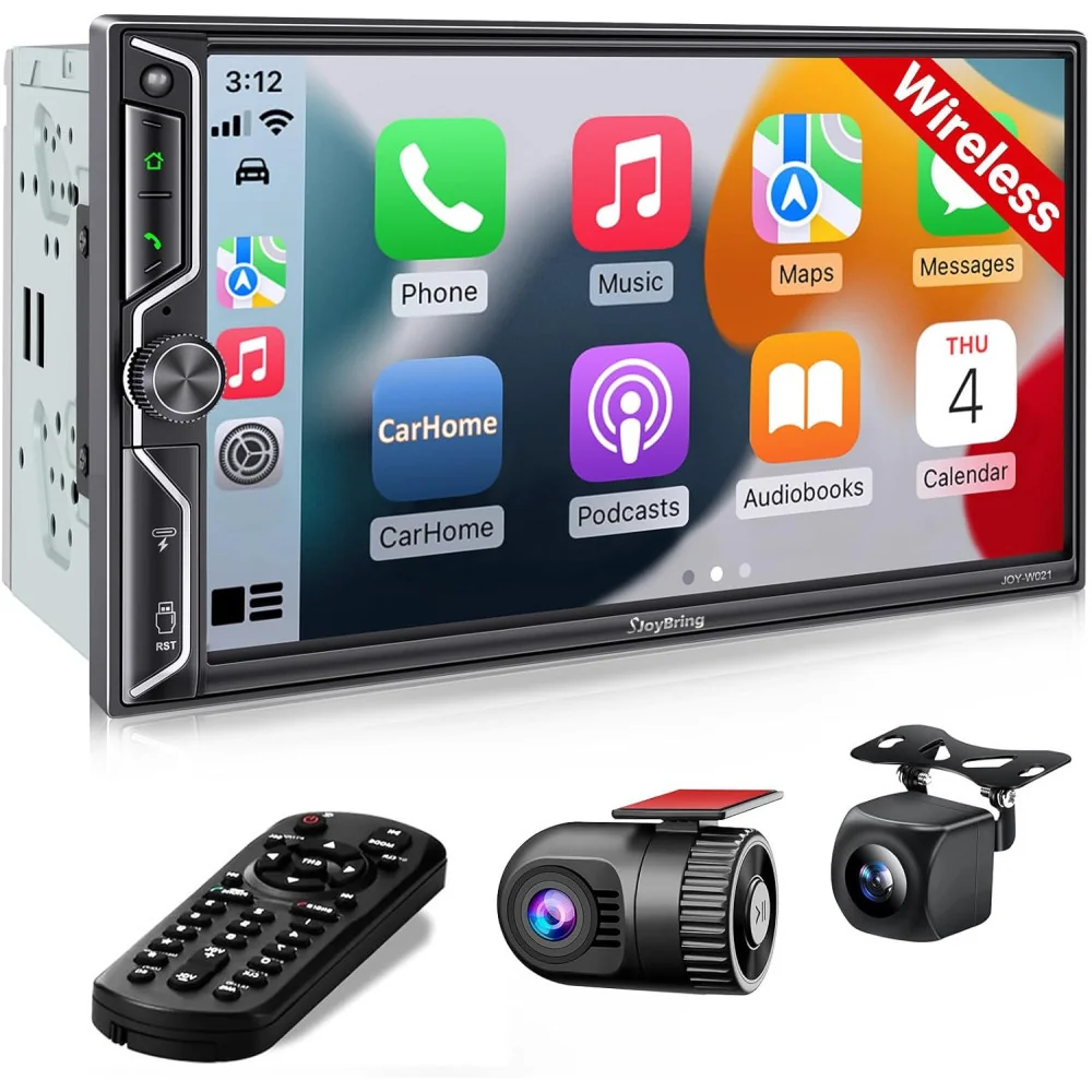 Double Din Car Stereo w/ Dash Cam and Apple Carplay/Android Auto Support