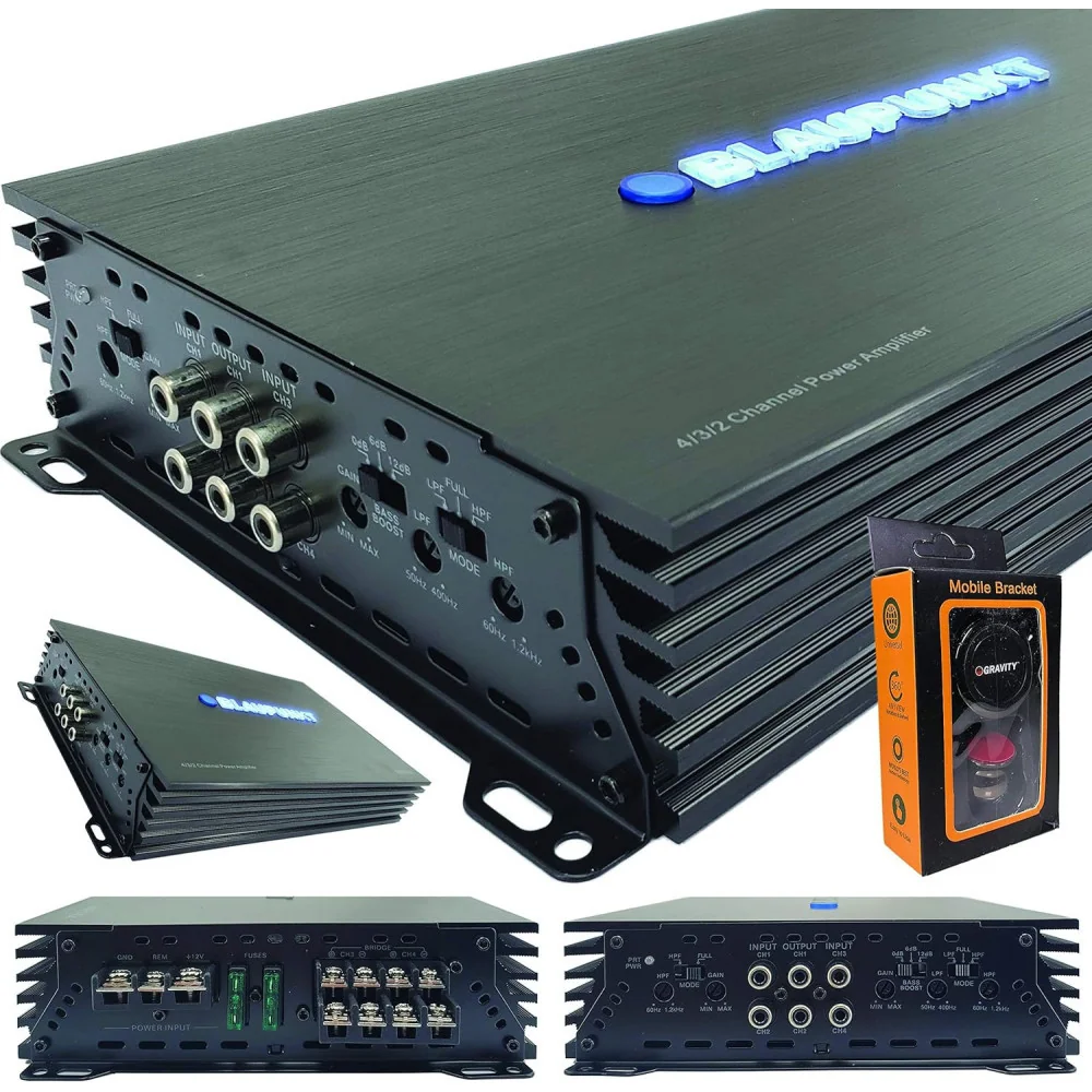 GM-D9705 Car Amplifier w/ Wired Bass Boost Remote and Free Alphasonik Earbuds