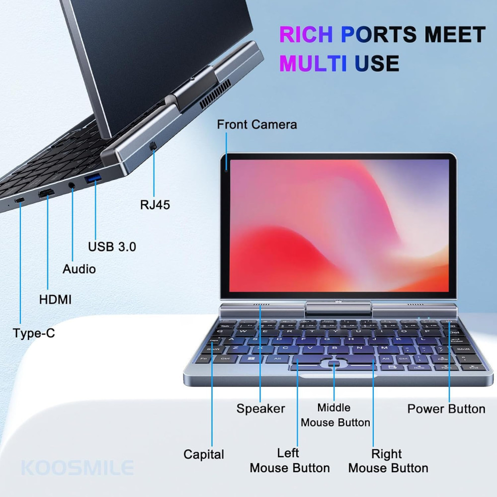 8 inch HD Touch Mini Laptop w/ Windows 11 Pro and Intel N100 Processor