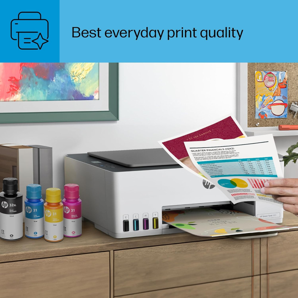 HP Smart Tank 5101 All-in-One Printer w/ Refillable Ink Tank and 2 Years of Ink Included