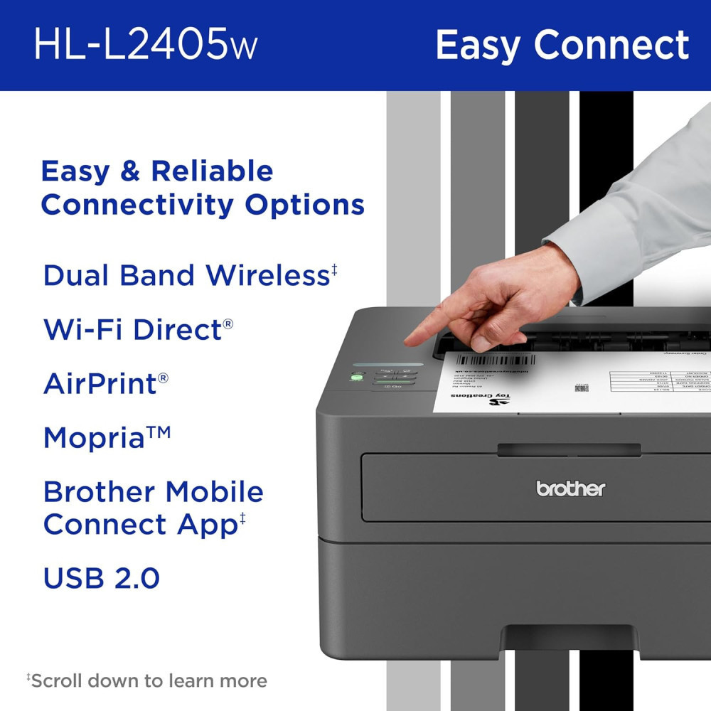 Brother HL-L2405W Compact Monochrome Laser Printer w/ Mobile Printing