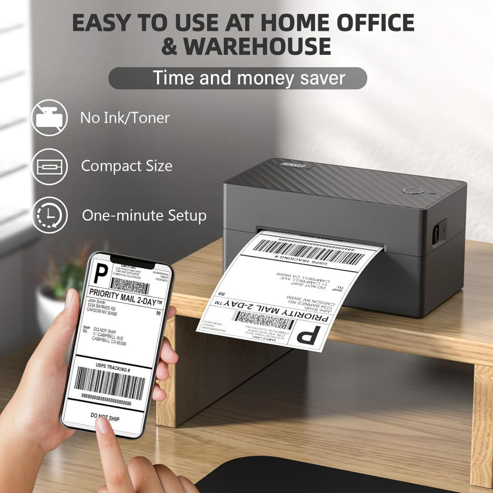 Bluetooth 4x6 Thermal Label Printer for Package Shipping Across Platforms