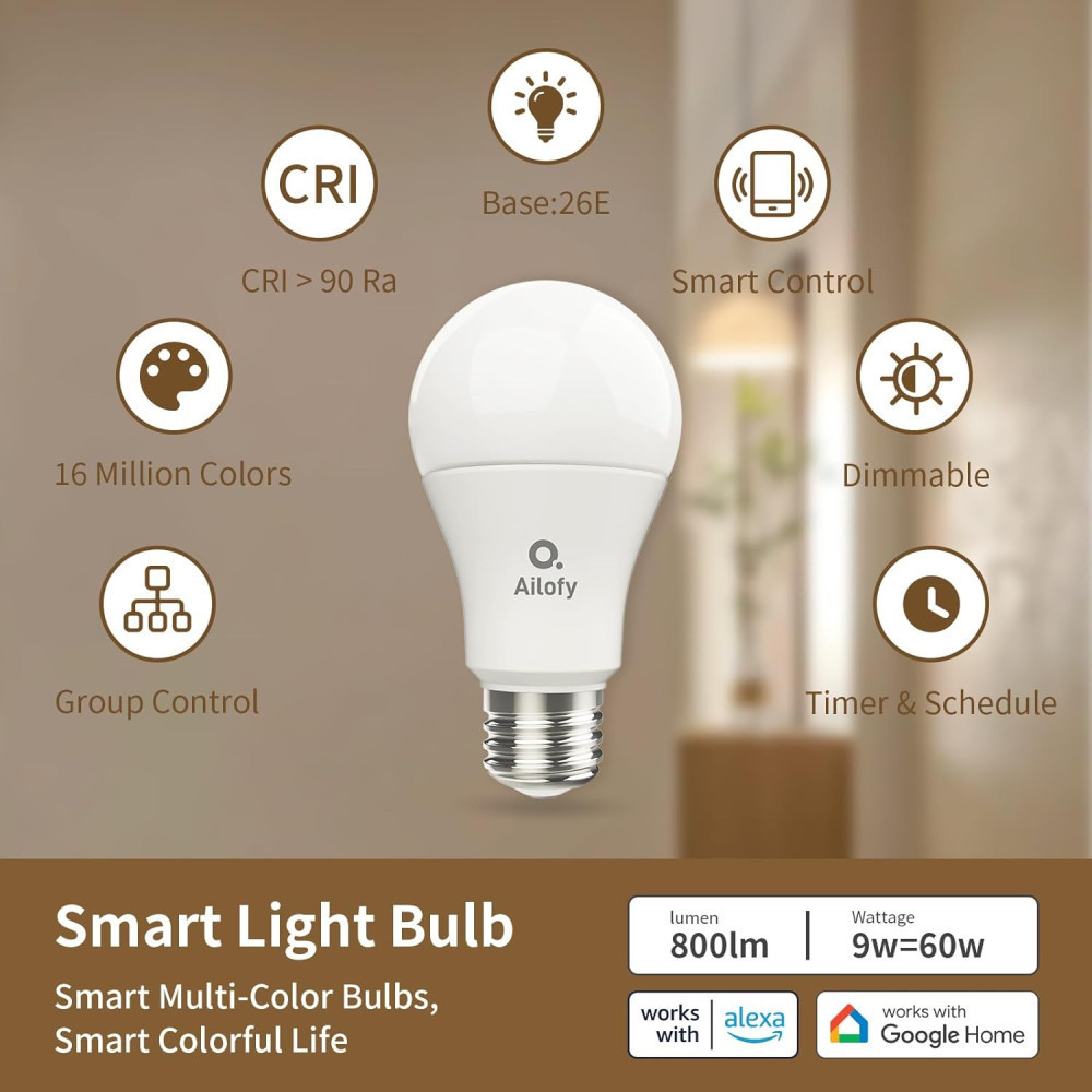 Smart LED Light Bulbs with Alexa & Google Assistant Compatibility