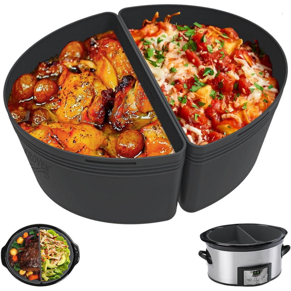 6 Quart Silicone Slow Cooker Divider Liners for Mess-Free Cooking in Style