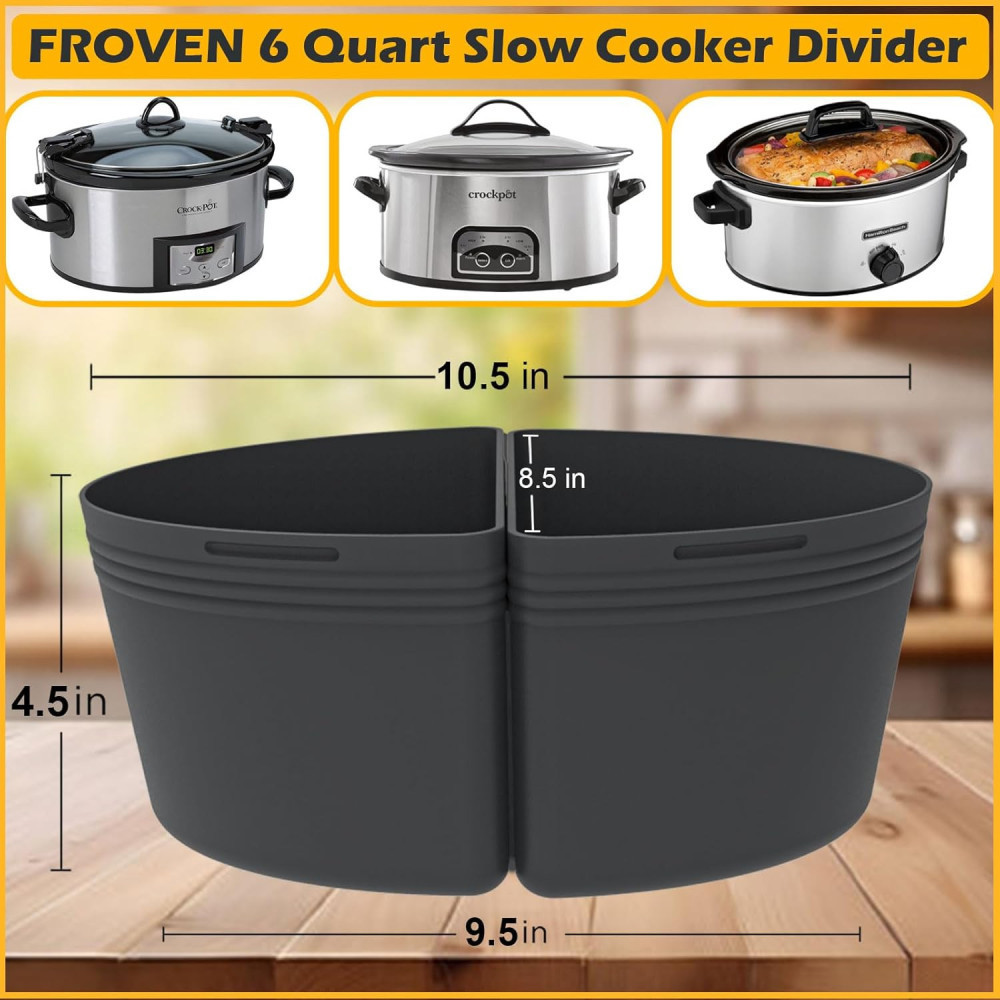 6 Quart Silicone Slow Cooker Divider Liners for Mess-Free Cooking in Style