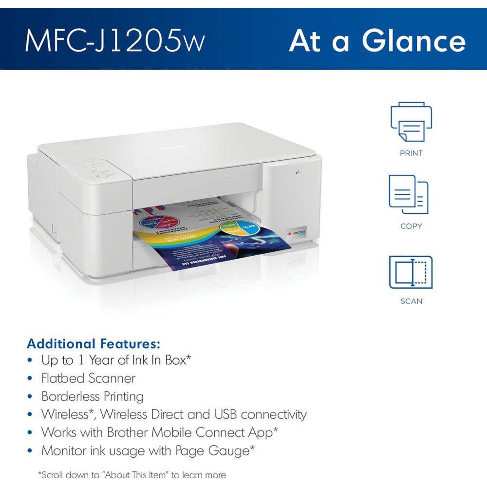 Brother MFC-J1205W INKvestment Tank Inkjet Printer