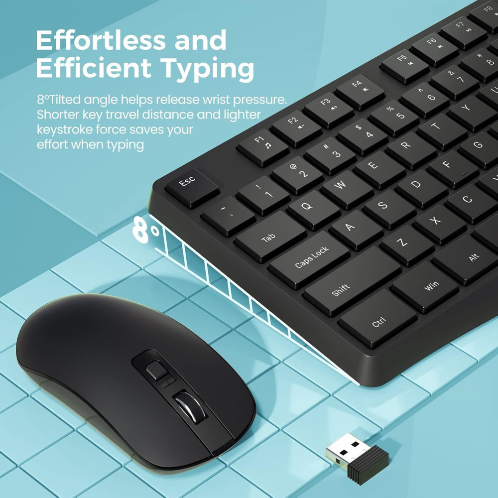 2.4G Wireless Keyboard and Mouse Combo: Smooth, Ergonomic, and Quiet - Perfect for Computer, Laptop, Windows, and Mac