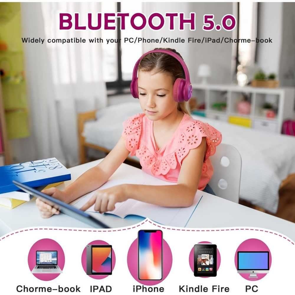 Bluetooth Kids Headphones w/ Colorful LED Lights and Microphone | TekChoice Electronics