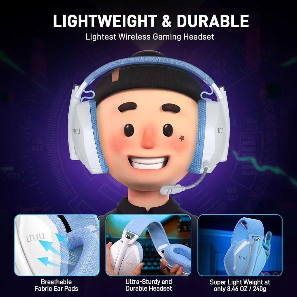 Dual Wireless Gaming Headset with Crystal Clear Sound, 32-Hour Battery, and RGB Lighting | TekChoice Electronics