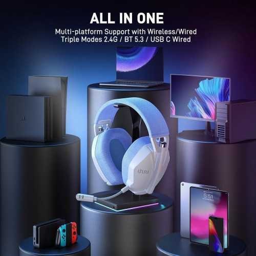 Dual Wireless Gaming Headset with Crystal Clear Sound, 32-Hour Battery, and RGB Lighting | TekChoice Electronics