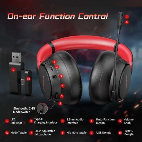 Wireless Gaming Headset - 55H Battery Life, Impeccable Sound Quality, and Seamless Connectivity | TekChoice Electronics