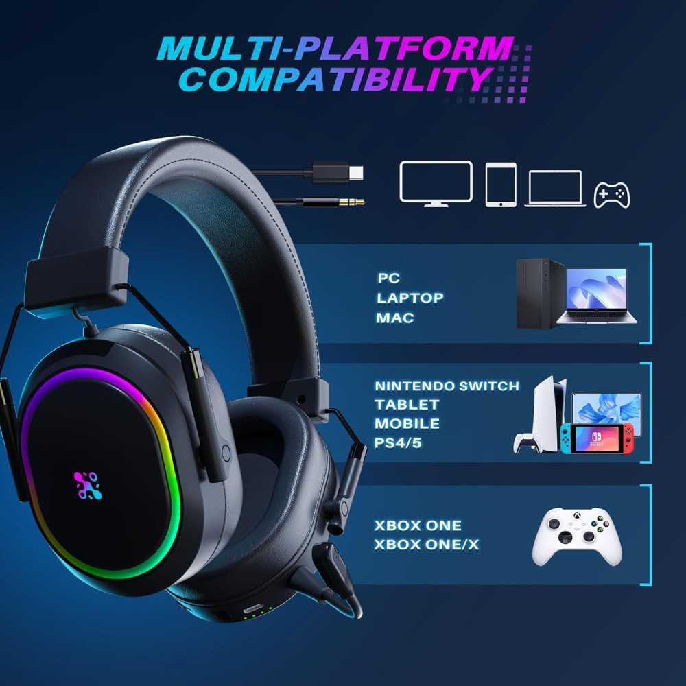 Dual Wireless Gaming Headset for Multi-Platform Gamers with 50H Battery Life and Noise Cancelling Microphone | TekChoice Electronics