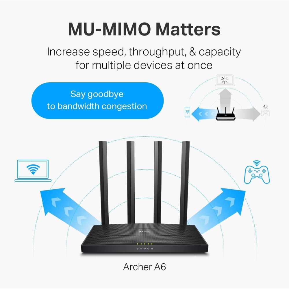 TP-Link Archer A6 AC1200 WiFi Router w/ MU-MIMO Technology and OneMesh Integration