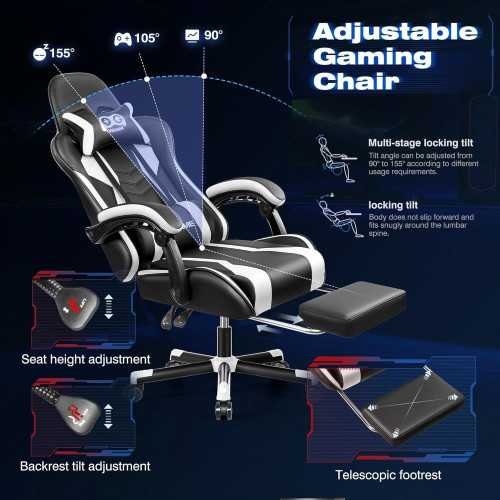 High Back Gaming Racing Chair with Footrest | TekChoice Electronics