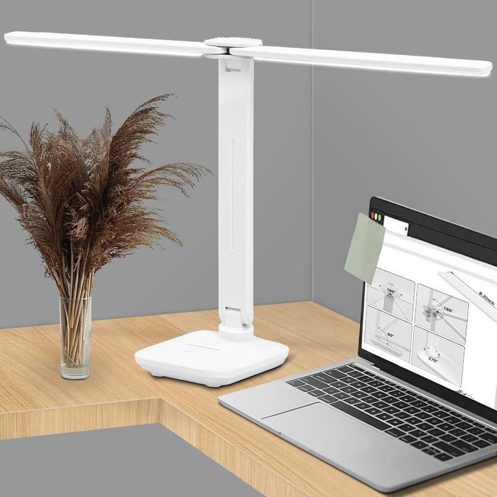 LED Desk Lamp w/ Adjustable Arm, Touch Controls, and Multi-Function Features