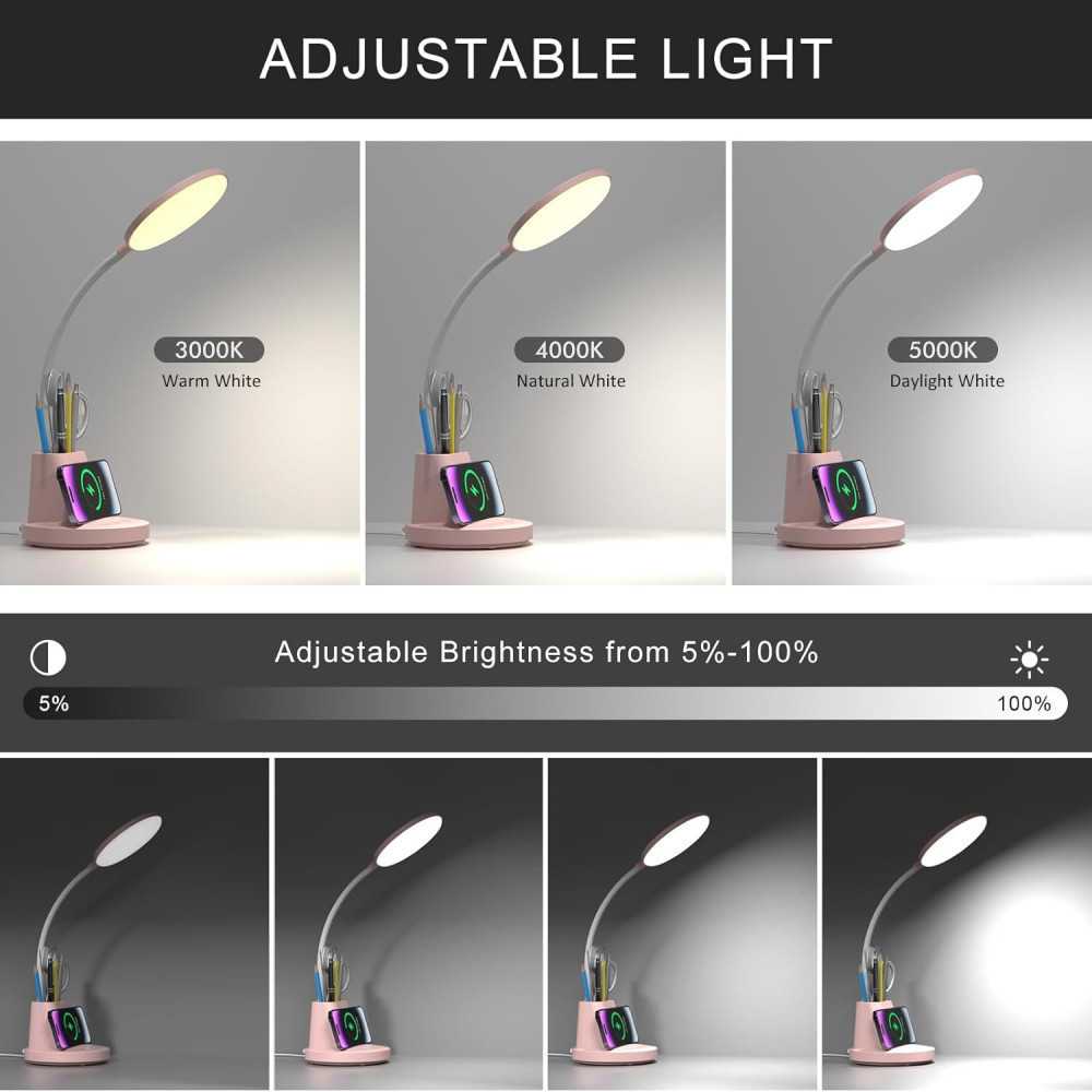 LED Desk Lamp w/ Adjustable Arm, Touch Controls, and Multi-Function Features