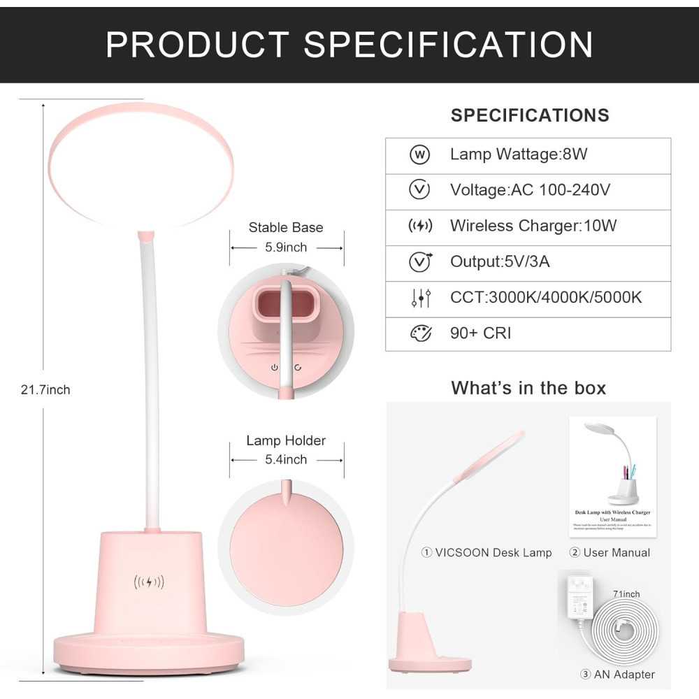 LED Desk Lamp w/ Adjustable Arm, Touch Controls, and Multi-Function Features