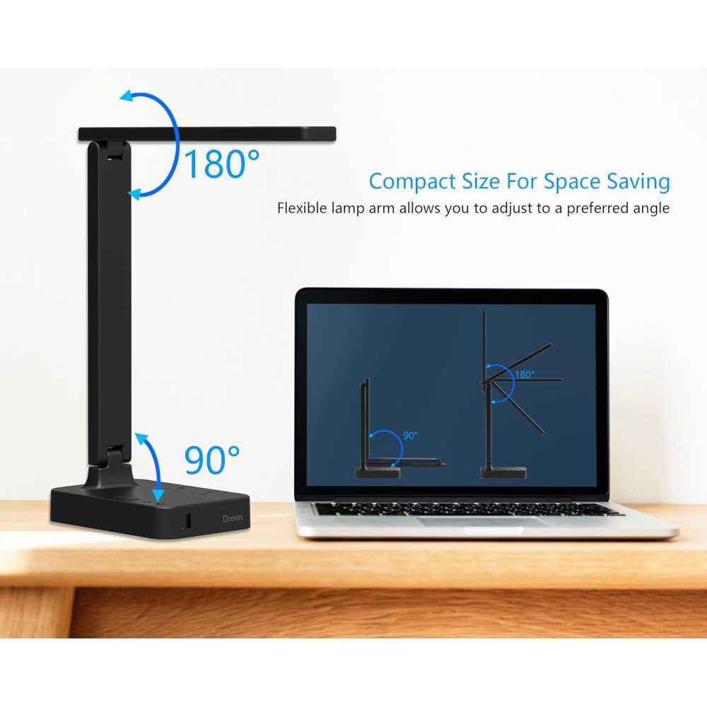 LED Desk Lamp w/ USB Charging Port and Timer for Home Office Productivity