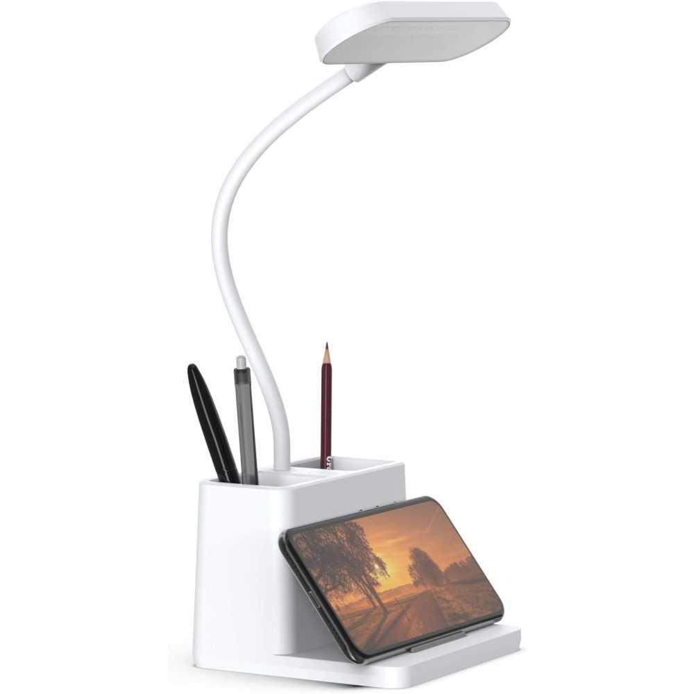 Rechargeable Desk Lamp w/ Pen Holder and Adjustable Gooseneck for Home Office, Bedrooms, and College Dorm Rooms