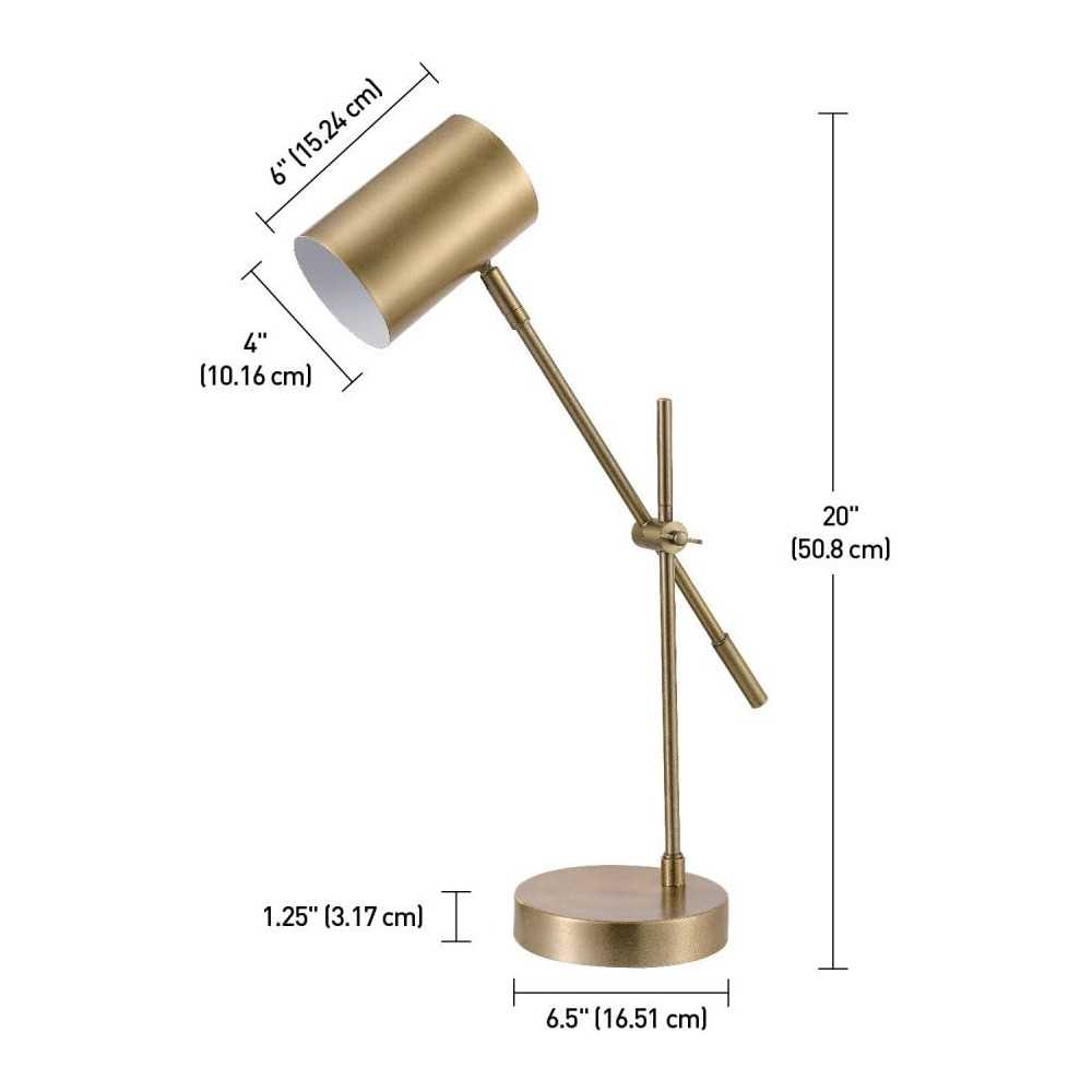 Matte Brass Desk Lamp w/ Adjustable Height and Balance Arm for Effortless Lighting Control