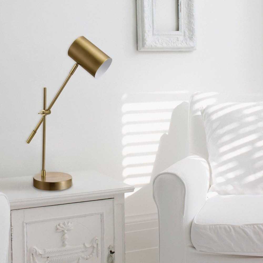 Matte Brass Desk Lamp w/ Adjustable Height and Balance Arm for Effortless Lighting Control