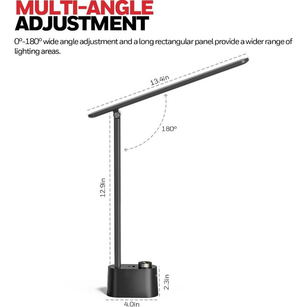 Eye-Friendly Desk Lamp w/ USB Charging Ports