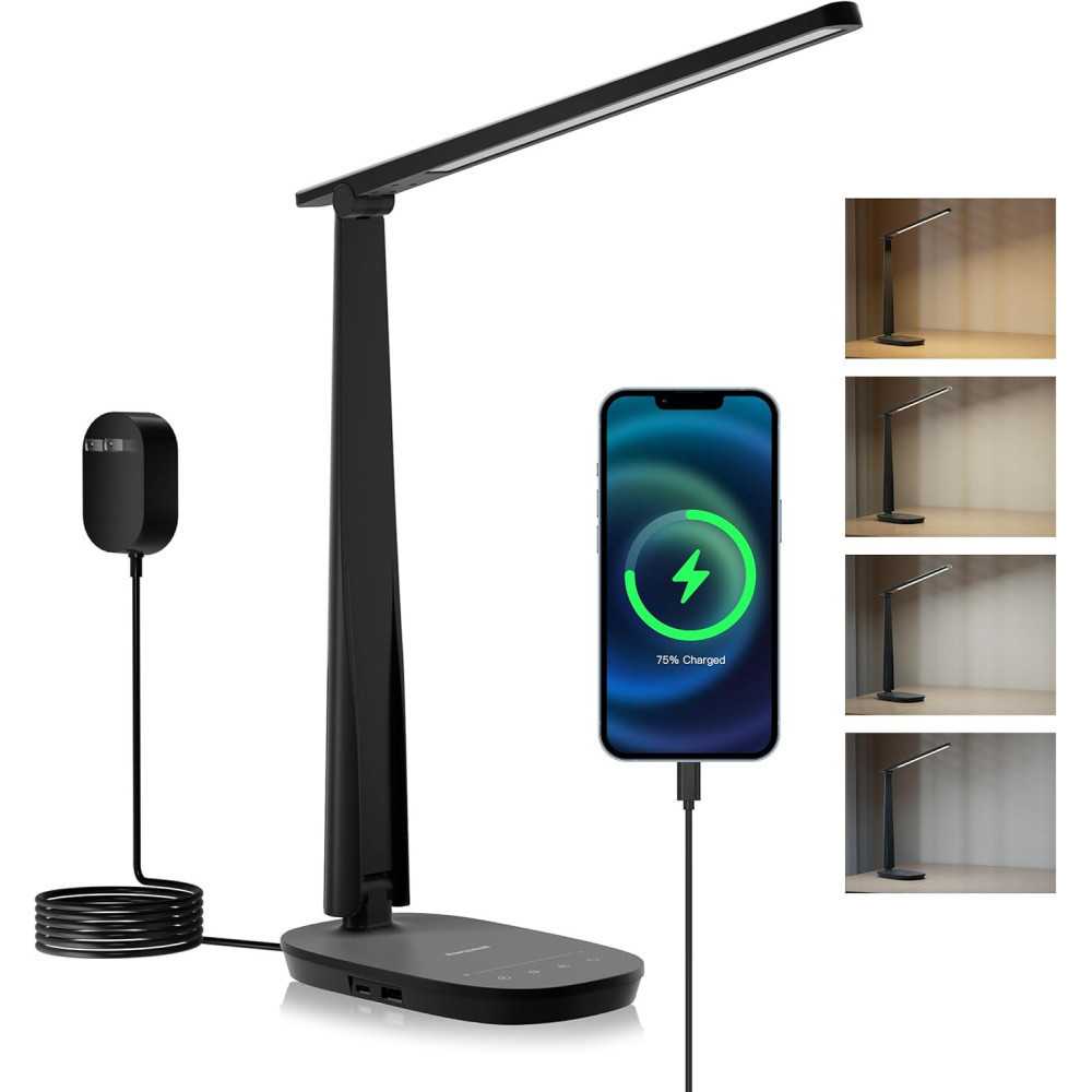 LED Desk Lamp w/ Adjustable Arm, Touch Controls, and Multi-Function Features