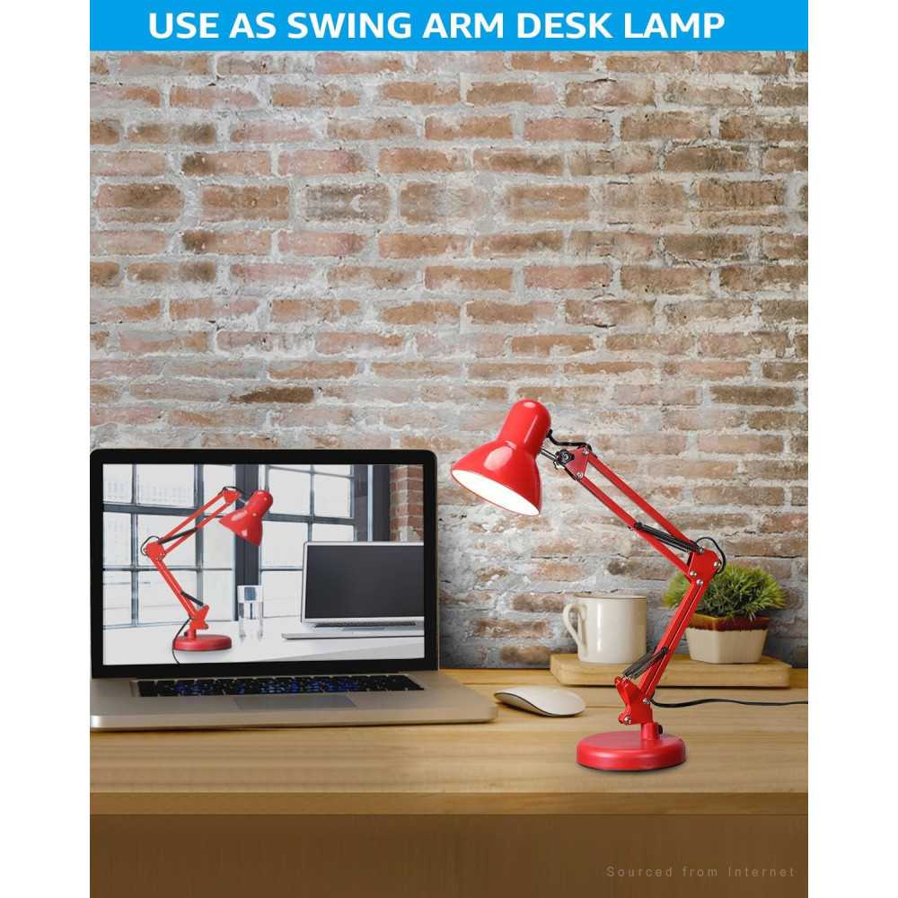 Modern Metal Desk Lamp w/ Articulating Design and Adjustable Clamp for Home Office and Study